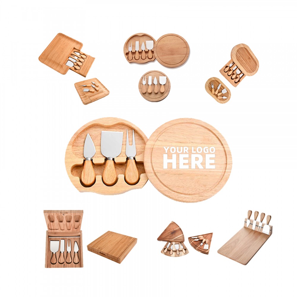 Logo Branded Round Cheese Board & Knife Set