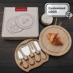 Promotional Harper Mini Bamboo Cheese Board Knife Set