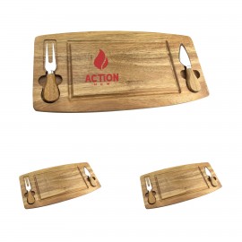 Logo Branded Bamboo Cheese Board Knife Set