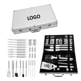 26-Piece BBQ Stainless Steel Tools with Logo