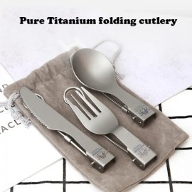 Titanium Folding Knife Fork Spoon Three Piece Set with Logo
