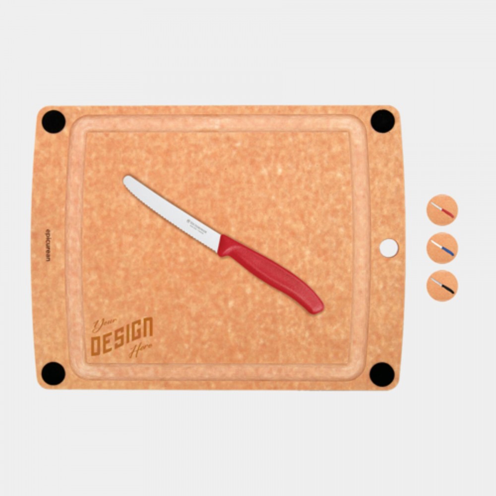 Logo Branded Swiss Army - Victorinox Large Gourmet Cutting Board with Knife Combo Set