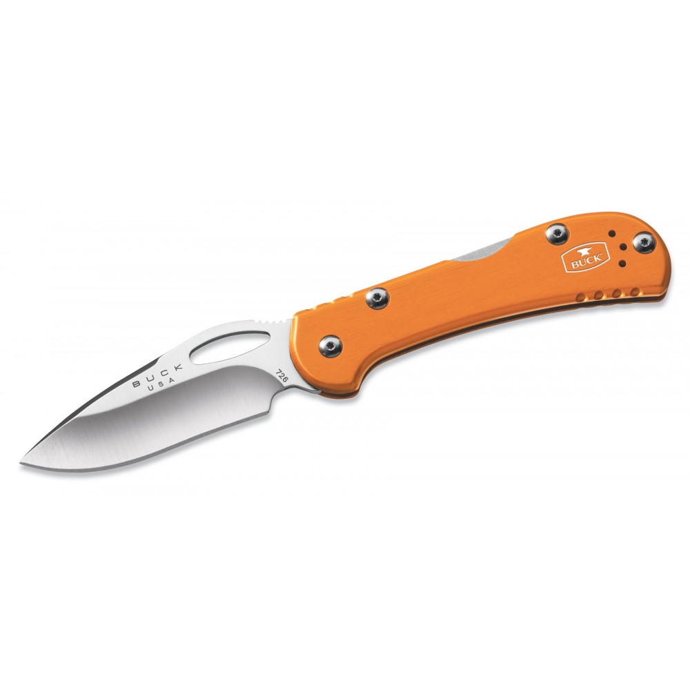 Customized Buck Mini Spitfire Knife w/ Satin Finish (Orange)