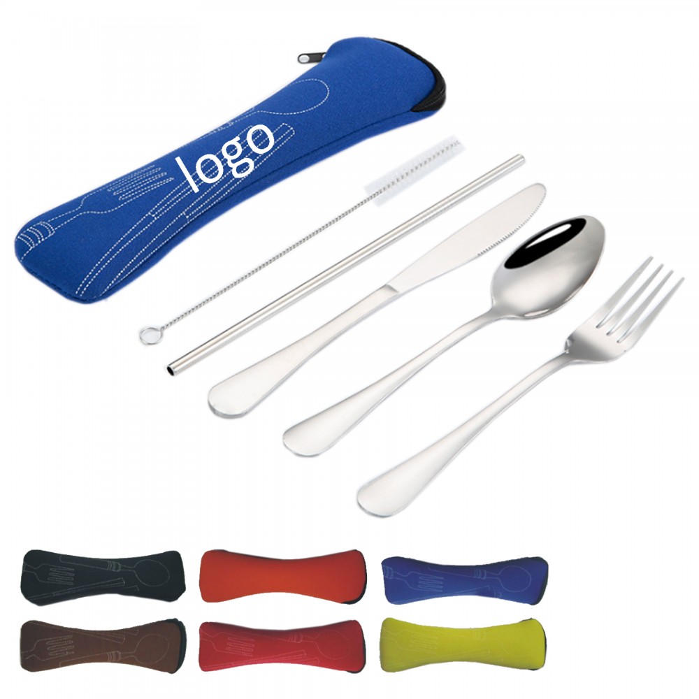 Logo Branded 5 Pieces Stainless Steel Flatware Set Logo Branded 5 Pieces Stainless Steel Flatware Set