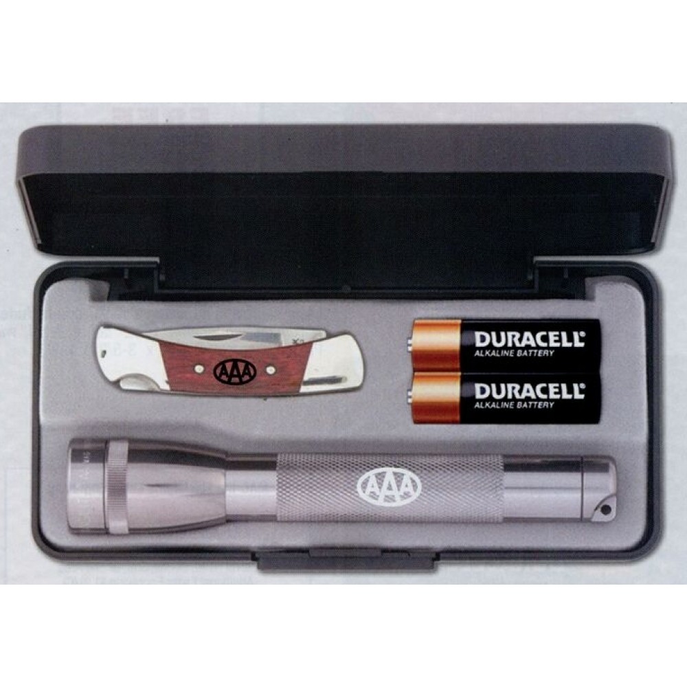 Mag-Lite 2A Flashlight Combo w/ Buck Knight Knife Custom Printed Mag-Lite 2A Flashlight Combo w/ Buck Knight Knife Custom Printed