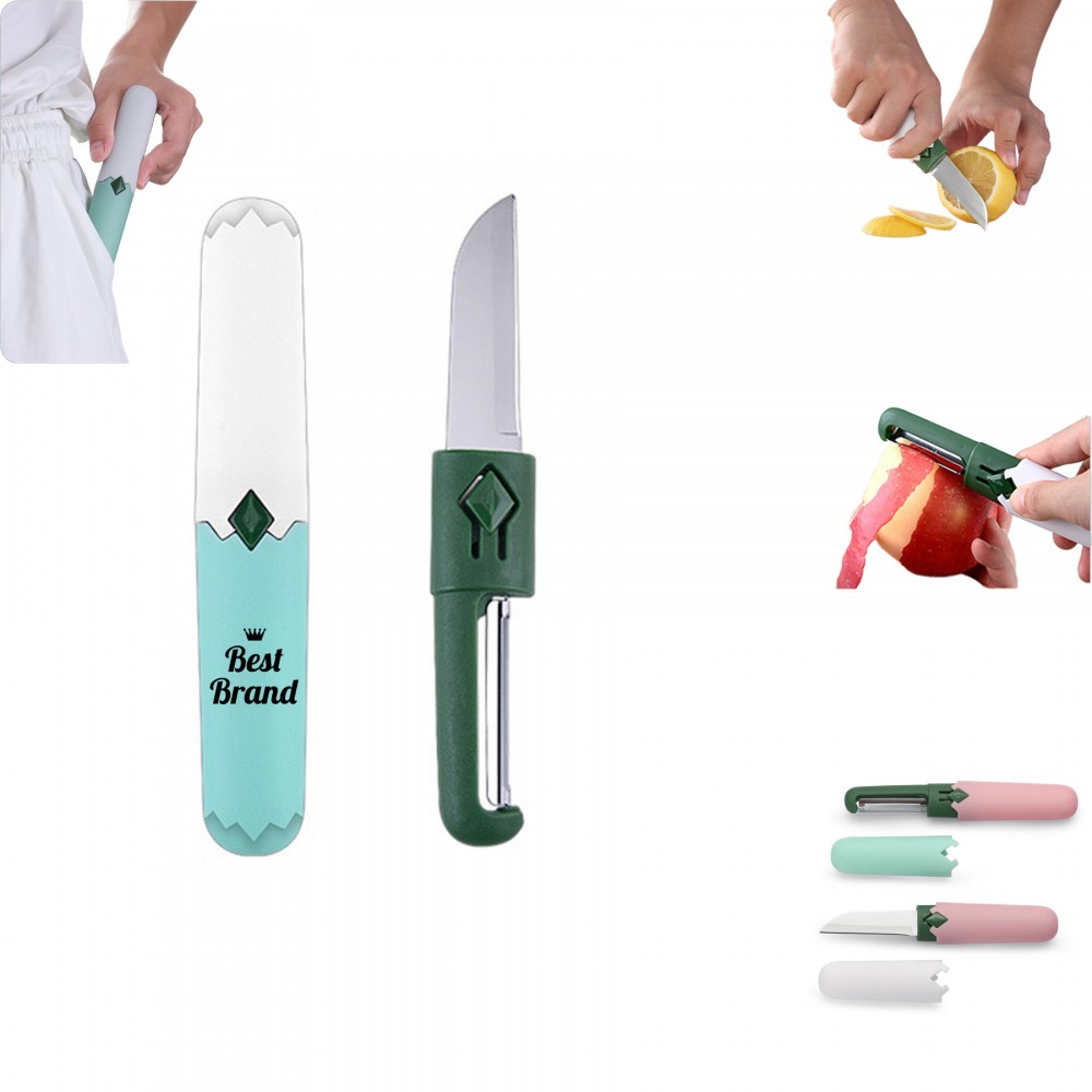 2-In-1 Fruit Knife Set With Peeler Custom Imprinted