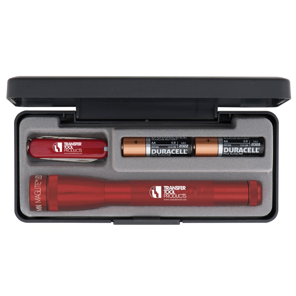 Custom "AA" LED Mini Maglite With Victorinox Classic Swiss Army Knife