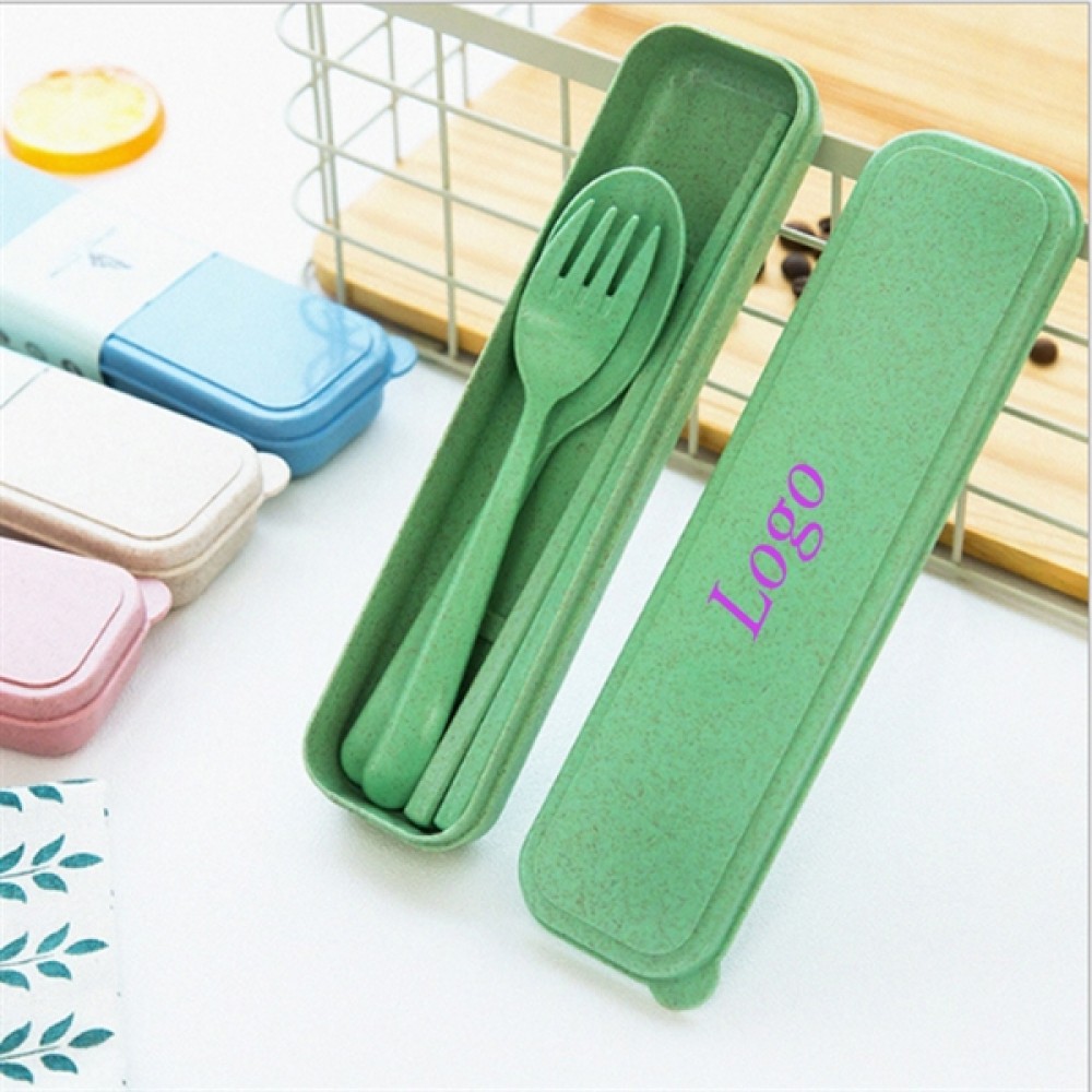 Set 3-Piece Of Wheat Straw Tableware Logo Branded Set 3-Piece Of Wheat Straw Tableware Logo Branded