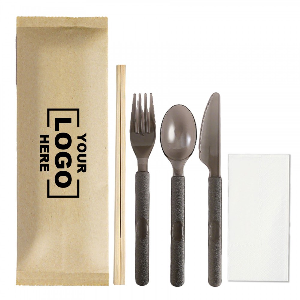 Custom Printed Knife Fork Spoon Chopsticks Disposable Tableware Set