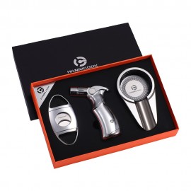 Promotional Stainless Steel Cigar Gift Set (Light, Ash, Tray, Cutter)