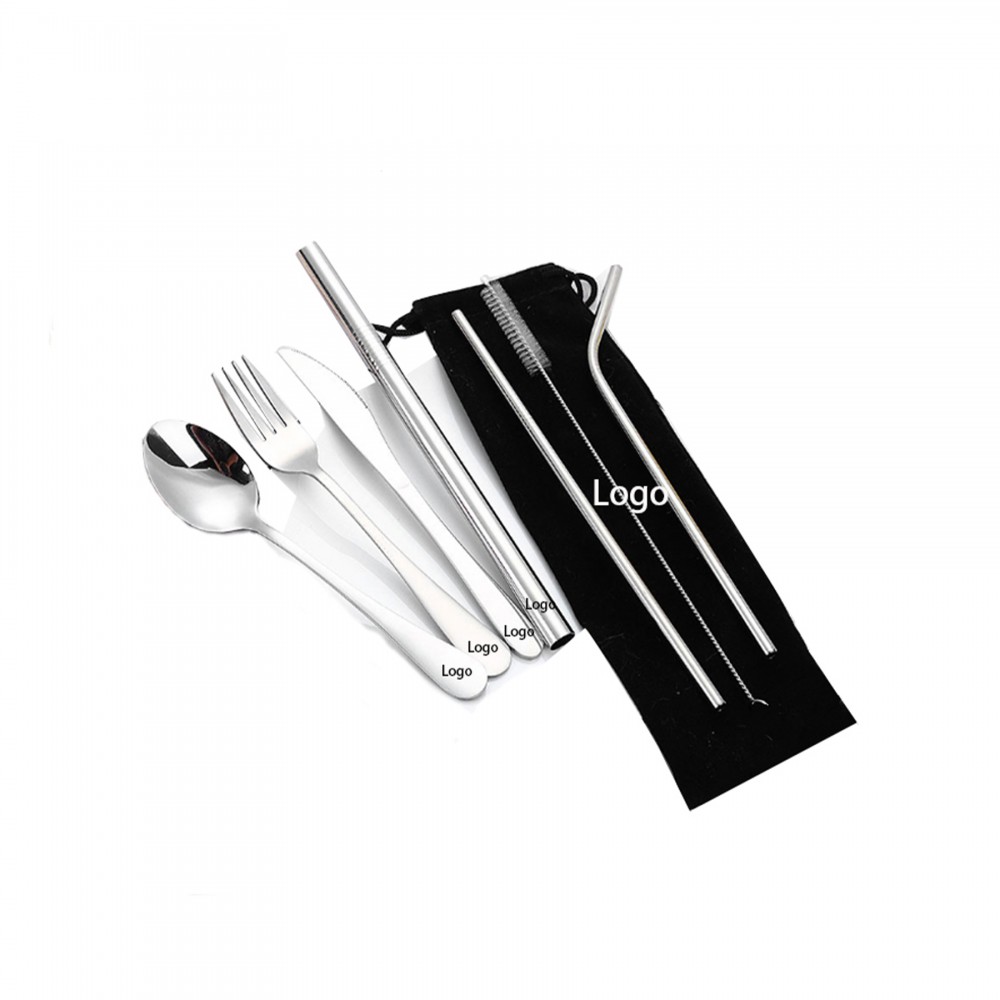 7-in-1 Stainless Steel Tableware Set Custom Printed 7-in-1 Stainless Steel Tableware Set Custom Printed