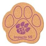 5" X 5" Paw Shape Solid Cork Coasters with Logo