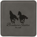 Square Coaster - Gray - Leatherette with Logo