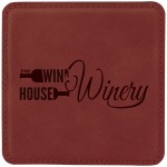 Square Coaster - Rose - Leatherette with Logo