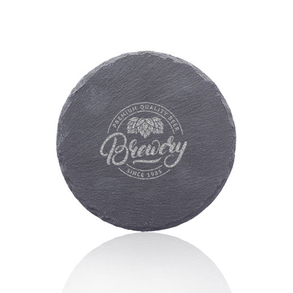 Minack Circle Slate Shape Coaster with Logo Minack Circle Slate Shape Coaster with Logo