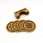 Personalized Round Wooden Coaster Set