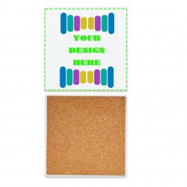 Customized Full Color Sublimation Water absorbent Ceramic Cup Coaster w/ Cork Back