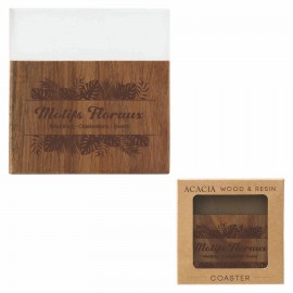 Acacia Wood and Resin Coaster with Logo