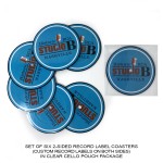 2-Sided Record Label Coasters - Set of 6 - Clear Cello Pouch (No Imprint) with Logo