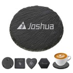 Black Slate Stone Coasters with Logo