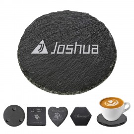 Black Slate Stone Coasters with Logo