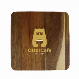 Personalized Square Wood Coaster with Bottle Opener
