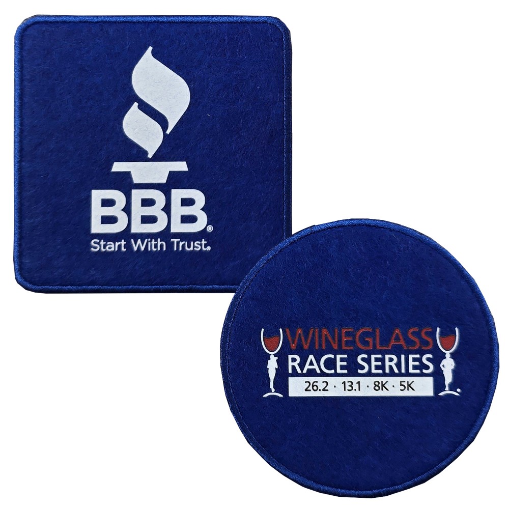 Logo Branded Felt Coaster with Stitched Edge Logo Branded Felt Coaster with Stitched Edge