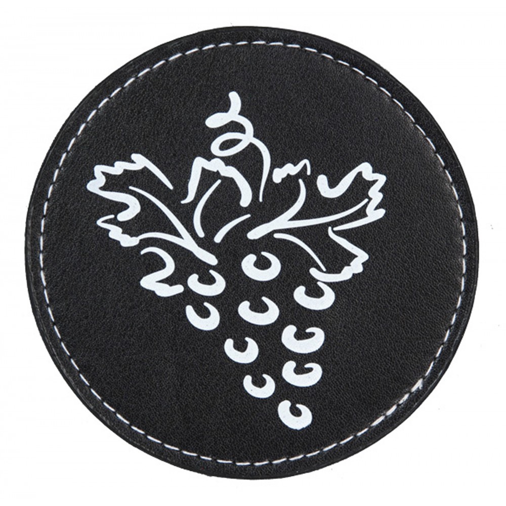 Logo Branded Aspen Individual Coasters w/ White Stitching Logo Branded Aspen Individual Coasters w/ White Stitching