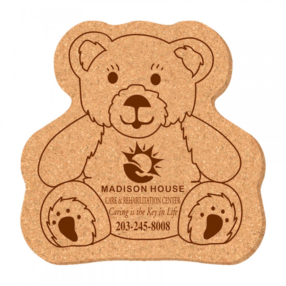 5" x 5" Teddy Bear Shape Solid Cork Coasters Custom Printed 5" x 5" Teddy Bear Shape Solid Cork Coasters Custom Printed