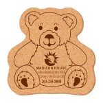 5" x 5" Teddy Bear Shape Solid Cork Coasters Custom Printed