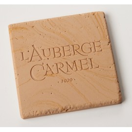 Square Travertine-Texture Coaster with Logo