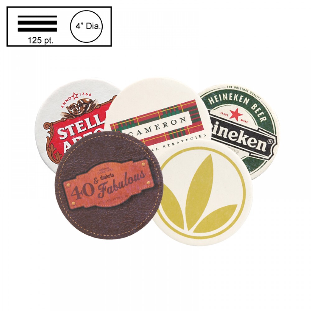 4" Circle Heavy Weight (125 Point) Pulpboard Coaster w/4 Color Process with Logo 4" Circle Heavy Weight (125 Point) Pulpboard Coaster w/4 Color Process with Logo
