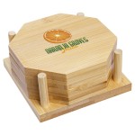 Bamboo 4-Piece Coaster Set with Logo