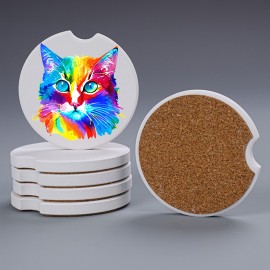 Custom Absorbent Stone Car Coaster with Cork Base  Custom Absorbent Stone Car Coaster with Cork Base