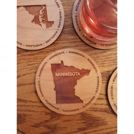 Hardwood State Coasters with Logo