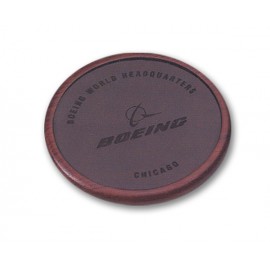 Solid Wood & Leather Single Coaster with Logo  Solid Wood & Leather Single Coaster with Logo