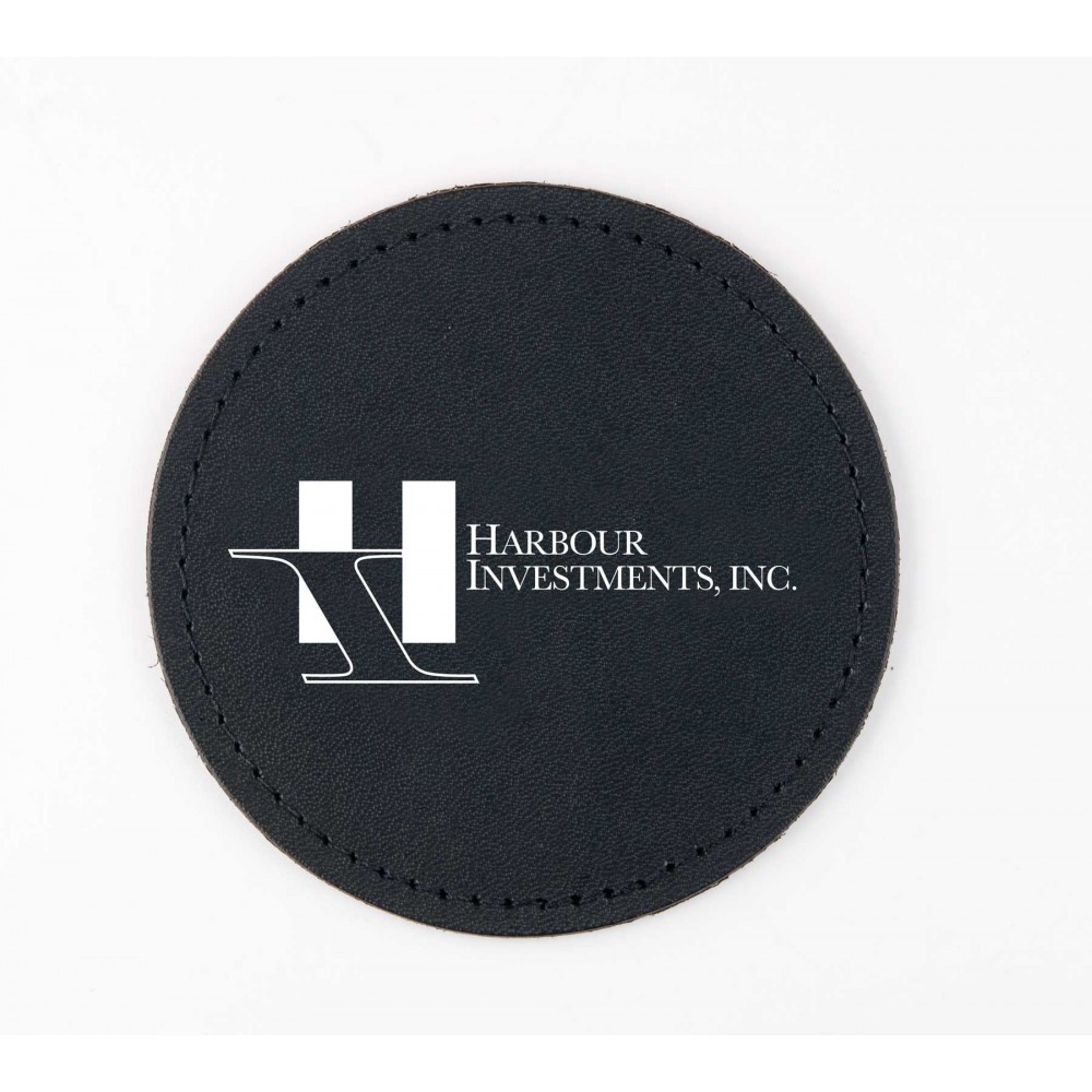 4" Diameter Leather Coaster with Logo 4" Diameter Leather Coaster with Logo