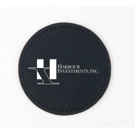 4" Diameter Leather Coaster with Logo  4" Diameter Leather Coaster with Logo
