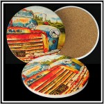 Customized Custom Printed Round Absorbent Stone Coaster - Full Bleed