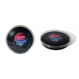 Logo Branded 1-Sided Mini Record Coasters - Sets of 4 - Clear Hard Cases