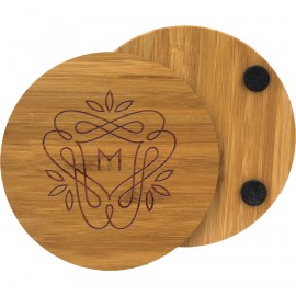 Logo Branded Round Bamboo Coaster  Logo Branded Round Bamboo Coaster