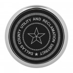 Logo Branded Leatherette Round Coasters with Metallic Edge (3-5/8")