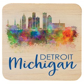 Logo Branded 3.75" Square Wood Coaster  Logo Branded 3.75" Square Wood Coaster