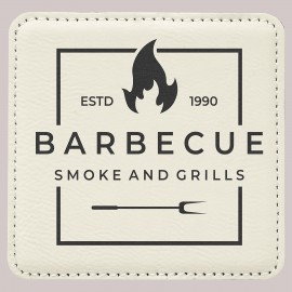 Custom 4" x 4" Square Laserable Coaster, White Leatherette