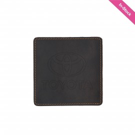 Personalized Debossed Top Grain Genuine Leather Square Coaster