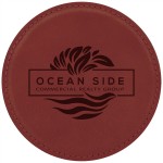 Round Coaster - Rose - Leatherette with Logo