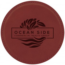 Custom 4" Round Rose Laserable Leatherette Coaster  Custom 4" Round Rose Laserable Leatherette Coaster