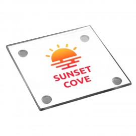 Personalized 4" Glass Square Coasters w/ Full Color Imprint