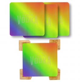 The Illusionist Lenticular Coaster: 4 Pc. Set in Bamboo Stand with Logo  The Illusionist Lenticular Coaster: 4 Pc. Set in Bamboo Stand with Logo