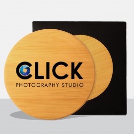 1 Pack Round Bamboo Coaster with Logo